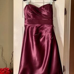 Strapless Eggplant Satin Dress by Bill Levkoff S-8